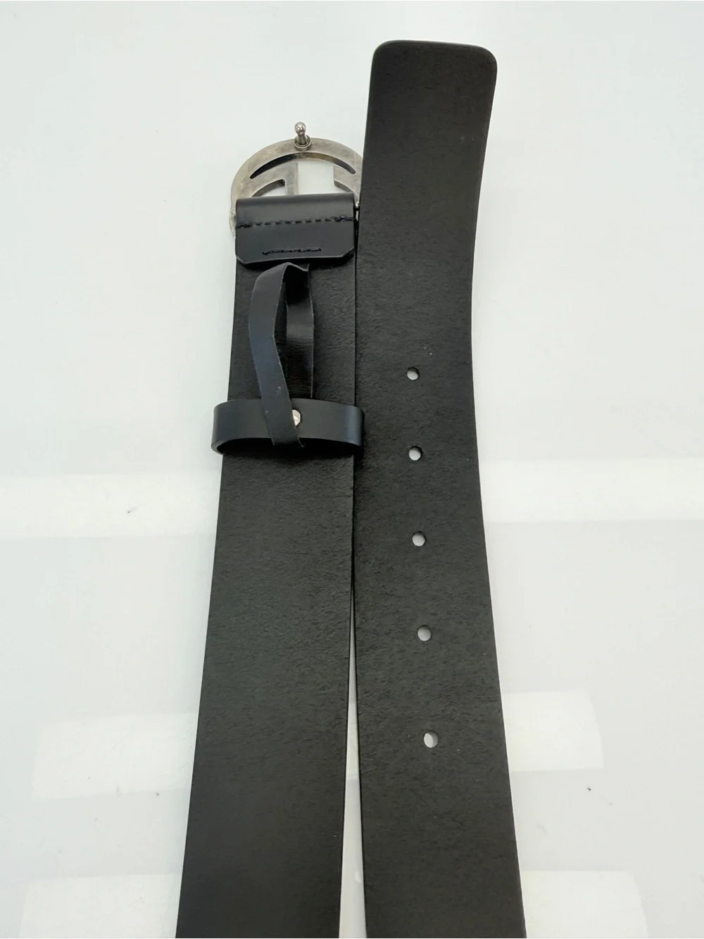 Authentic Gucci Interlocking Gg Black Leather Belt Silver Hardware 368186 95/38”